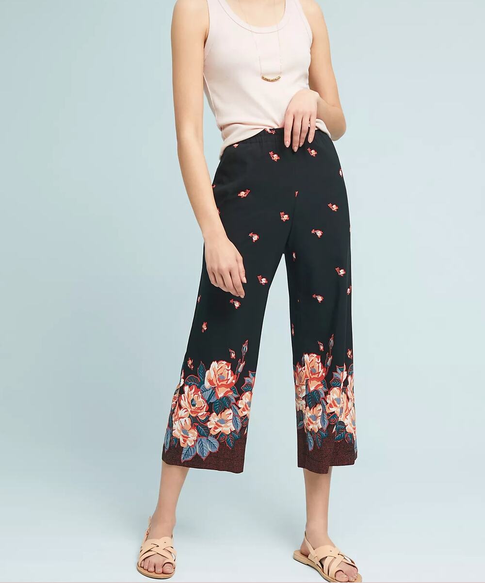 Anthropologie Blake Floral Printed Wide Leg Pants Size XS